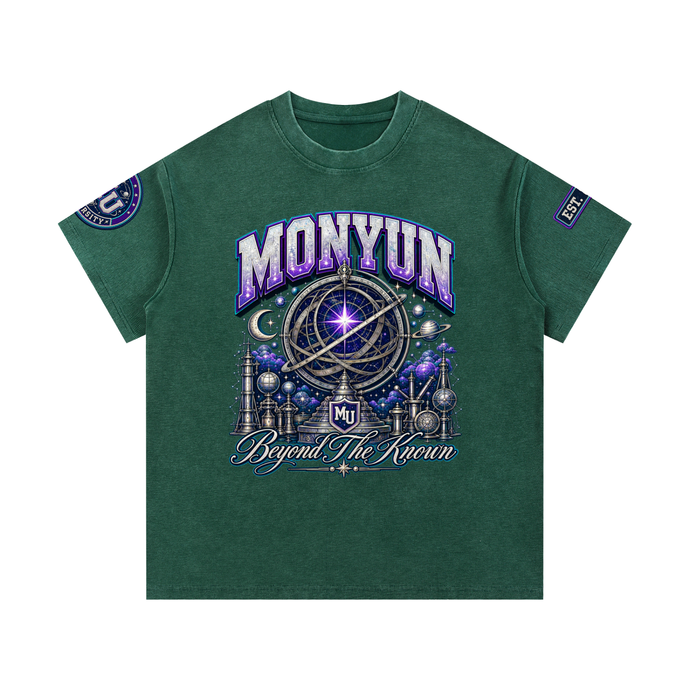 MONYUN university - Beyond The Known Mineral Wash Waffle Knit T-Shirt