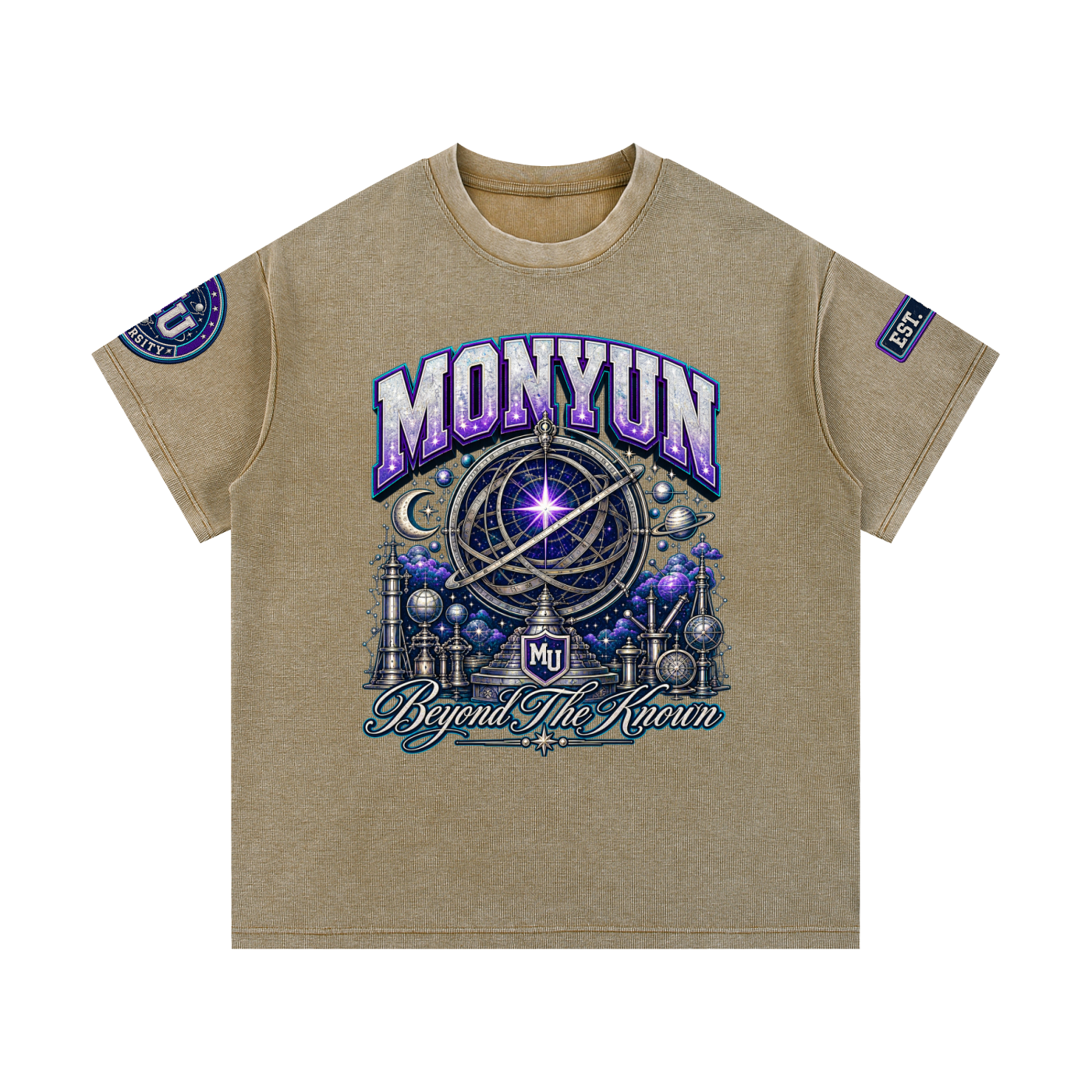 MONYUN university - Beyond The Known Mineral Wash Waffle Knit T-Shirt