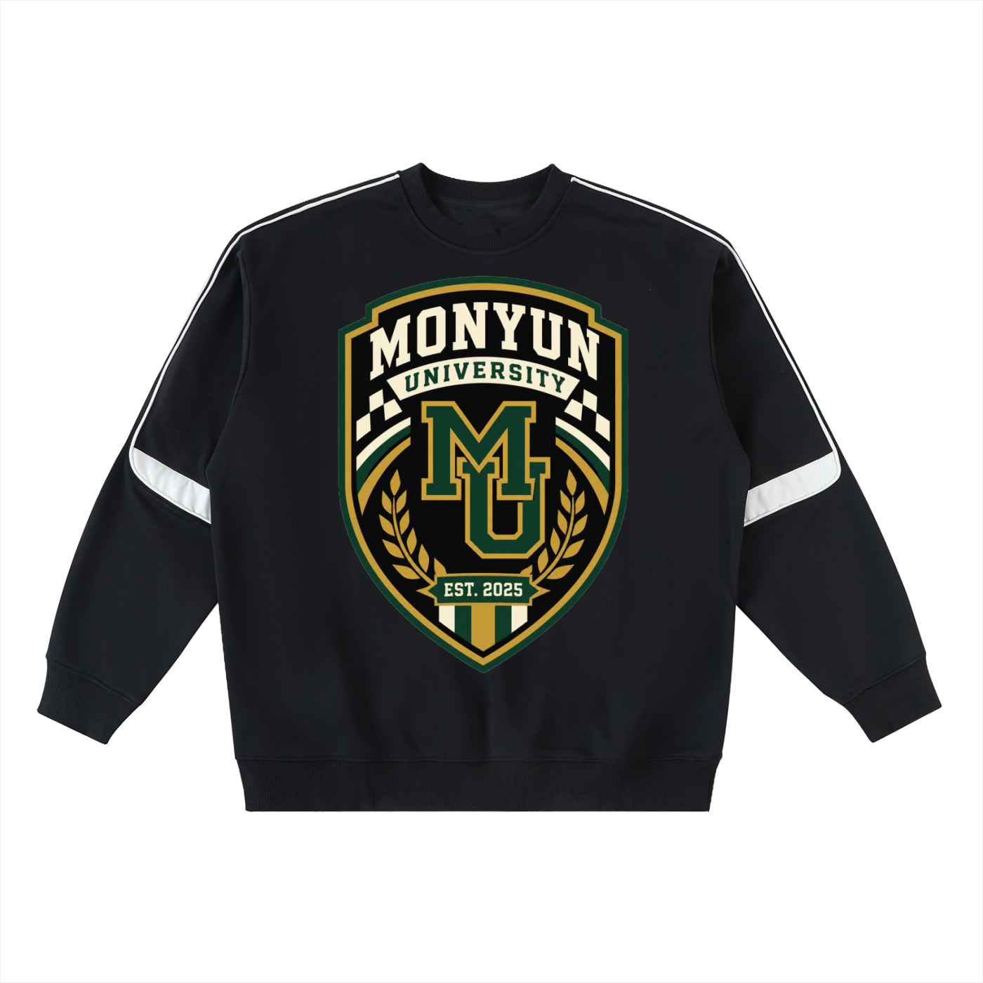 MONYUN university Oversized Crewneck Taped Sweatshirt