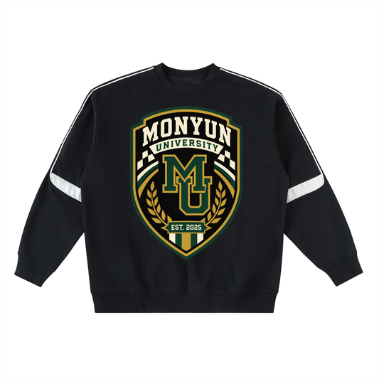 MONYUN University Oversized Crewneck Taped Sweatshirt