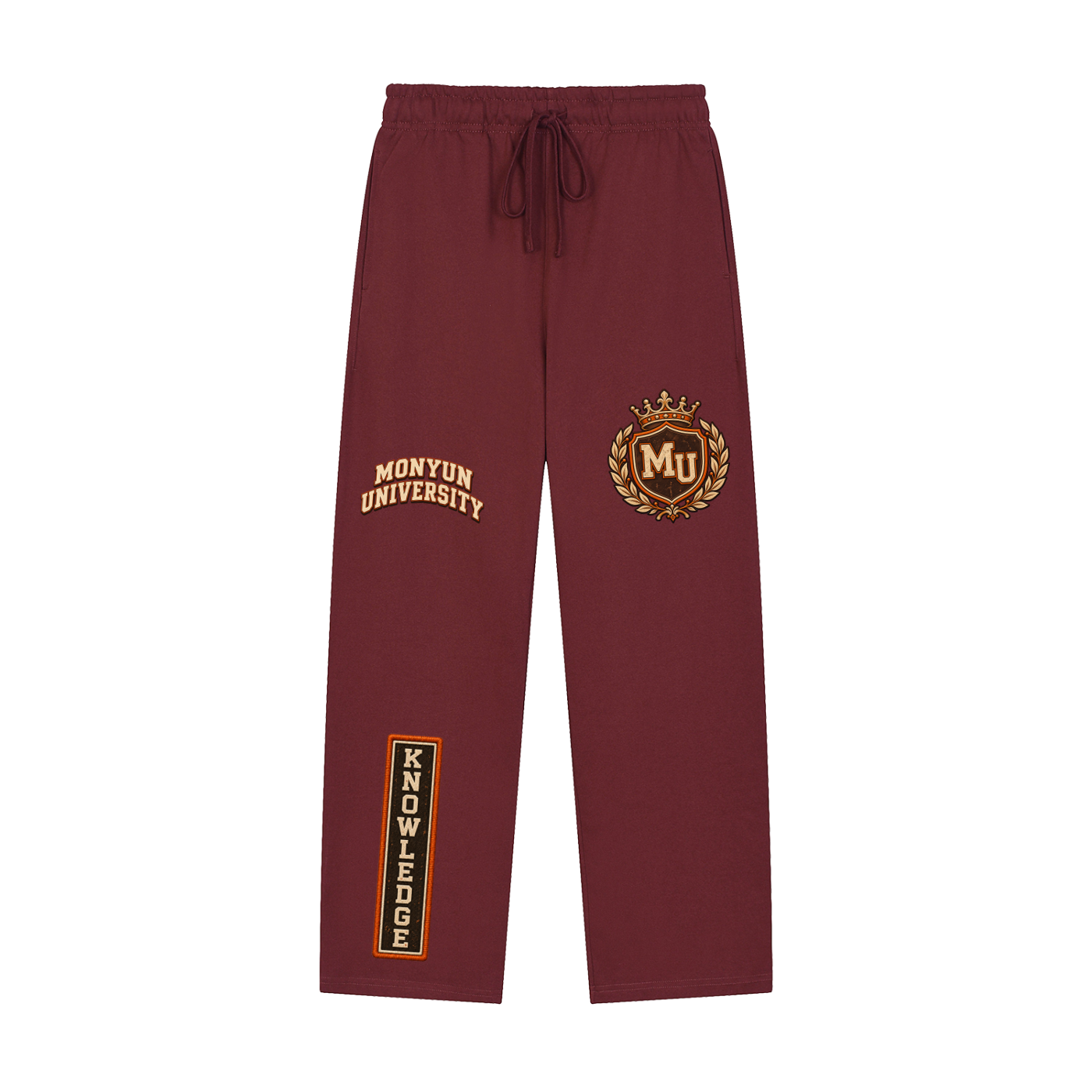 MONYUN university- Knowledge Builds Legacy Solid Color Straight-Leg Sweatpants