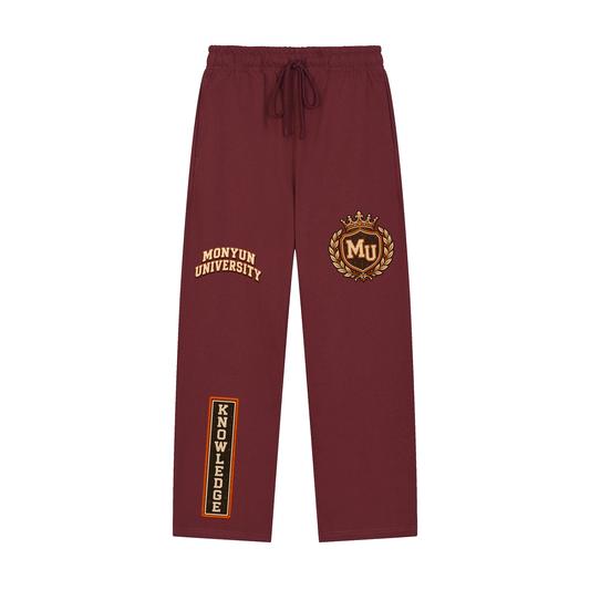 MONYUN university- Knowledge Builds Legacy Solid Color Straight-Leg Sweatpants