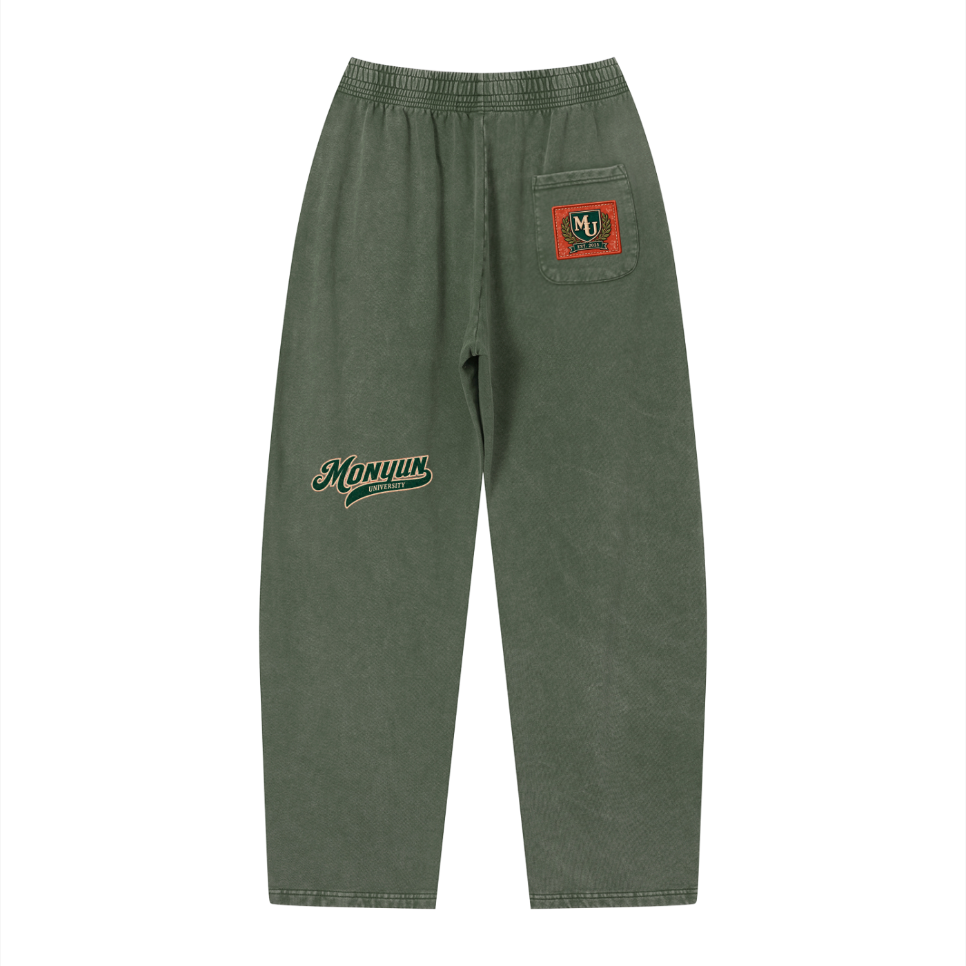 MONYUN university Vintage Wash Loose Sweatpants