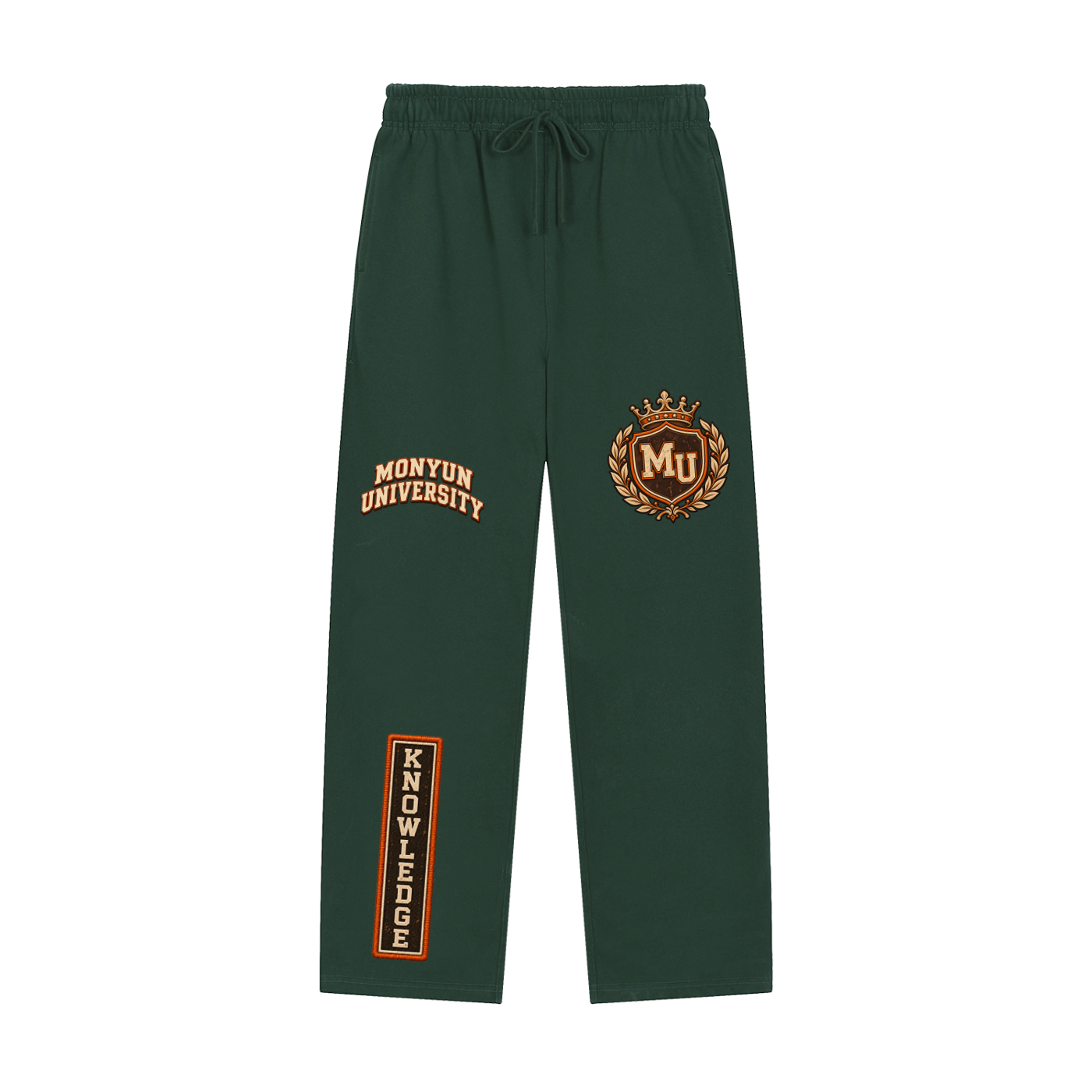 MONYUN university- Knowledge Builds Legacy Solid Color Straight-Leg Sweatpants