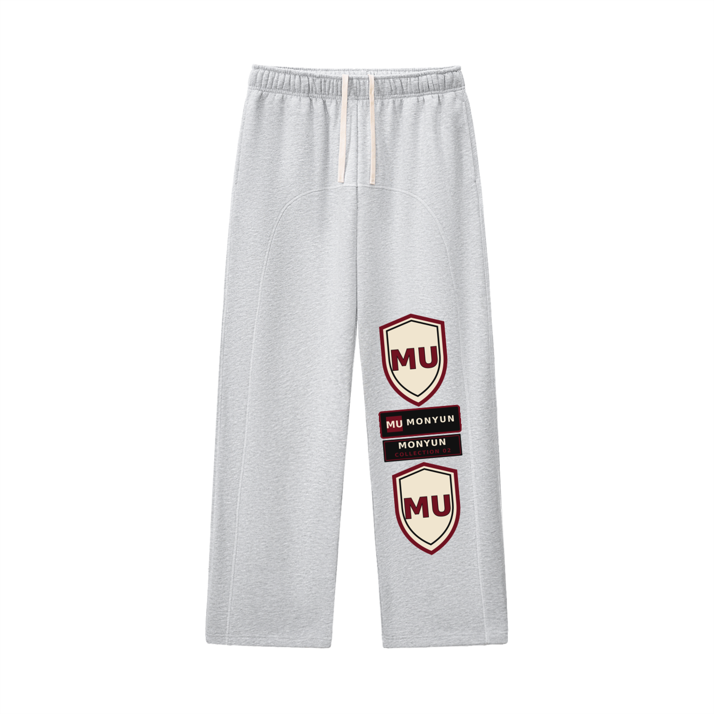 MONYUN university Contrast-Stitched Fleece Sweatpants