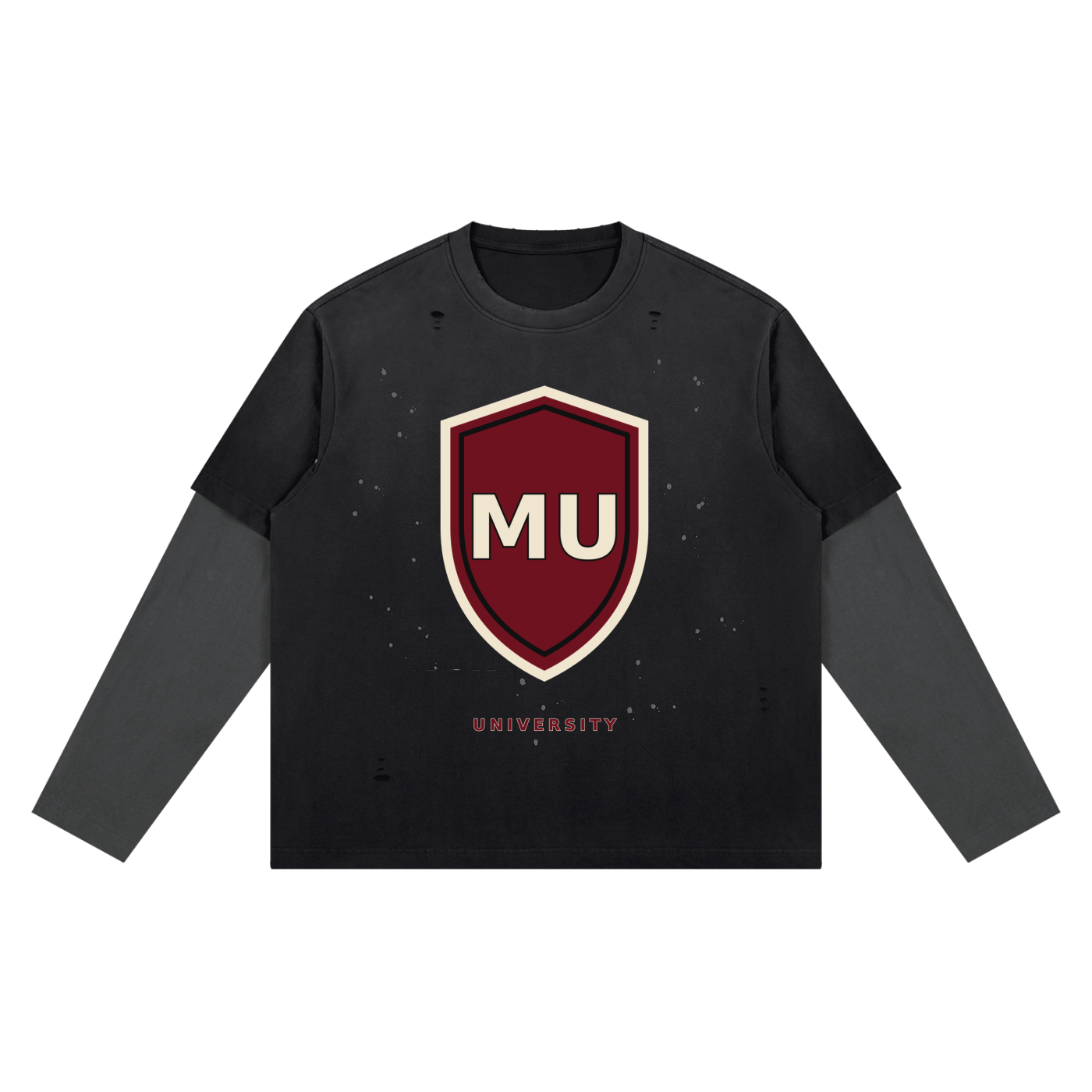 MONYUN university Vintage Wash Distressed Layer T-Shirt